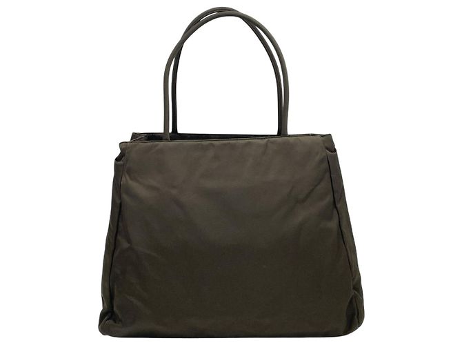 Prada Nylon Tote Schultertasche in khakigrün mit Logo - Ansicht 2