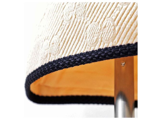 Saia de lã e seda com monograma GG da Gucci Bege Cru Azul marinho - vista 12