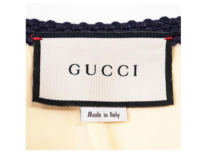 Saia de lã e seda com monograma GG da Gucci Bege Cru Azul marinho - vista 8