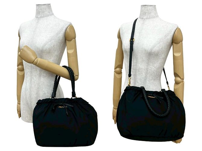 Borsa a tracolla 2way in nylon Tessuto e pelle Prada Nero - vista 3