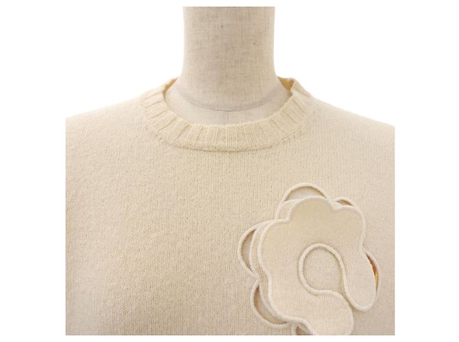 Suéter de lã com aplique floral Jil Sander Bege Cru - vista 3