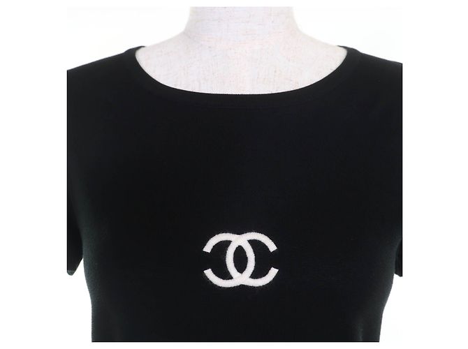 Timeless Top de punto de algodón COCO Mark de Chanel Negro - vista 4