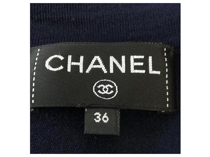 Timeless Chanel Seiden-Kaschmir-Kleid Blau Marineblau - Ansicht 5