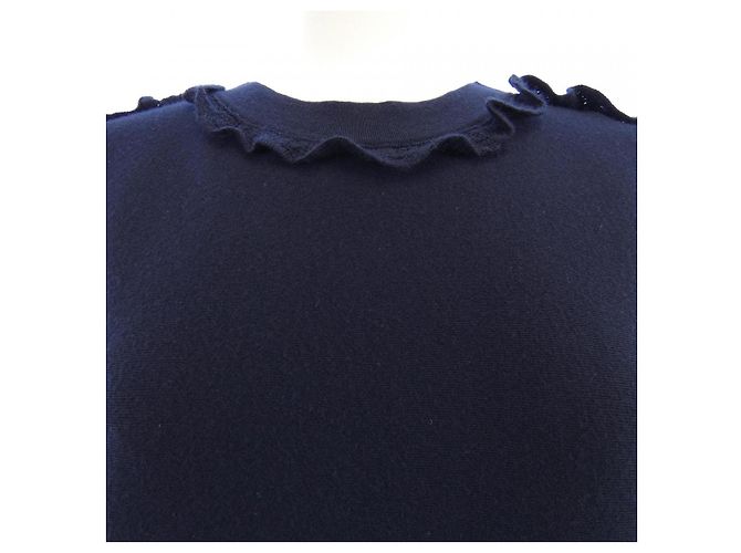 Timeless Chanel Seiden-Kaschmir-Kleid Blau Marineblau - Ansicht 6