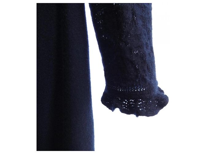 Timeless Chanel Seiden-Kaschmir-Kleid Blau Marineblau - Ansicht 7