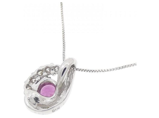 Autre Marque Collana in oro bianco Au750 con granato e diamanti Argento - vista 4