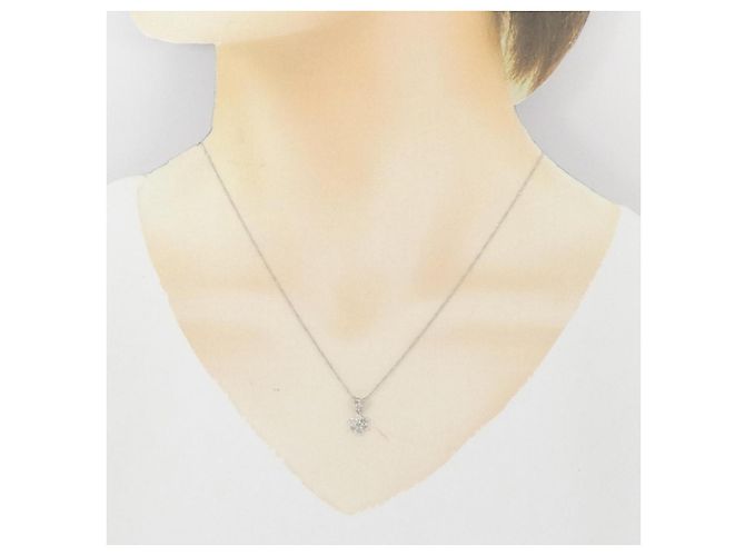 Autre Marque Au750 Diamond Necklace Silvery - view 6