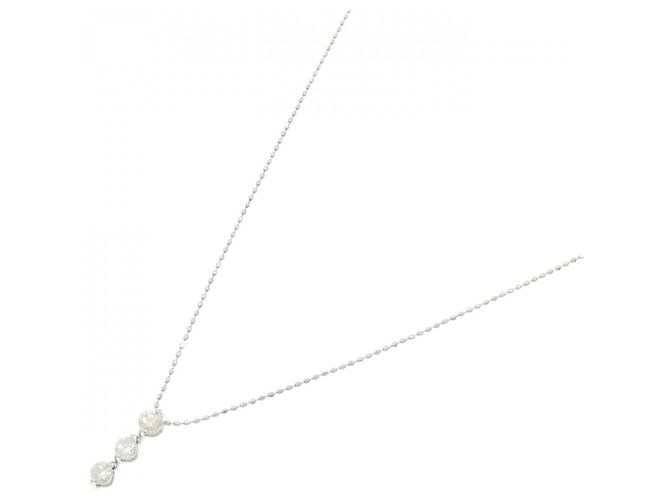 Autre Marque Collana con diamanti a tre pietre in oro bianco Au750 Argento - vista 2