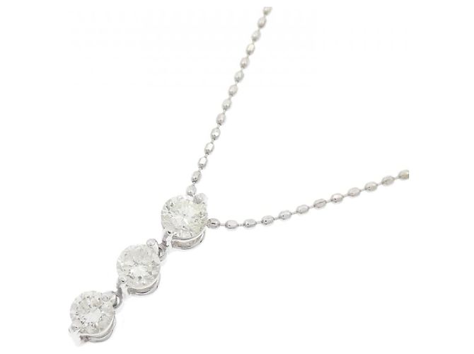 Autre Marque Collana con diamanti a tre pietre in oro bianco Au750 Argento - vista 3