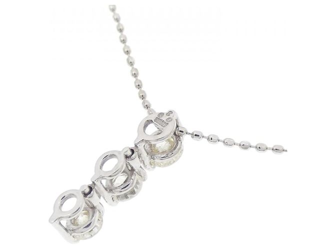 Autre Marque Collana con diamanti a tre pietre in oro bianco Au750 Argento - vista 4