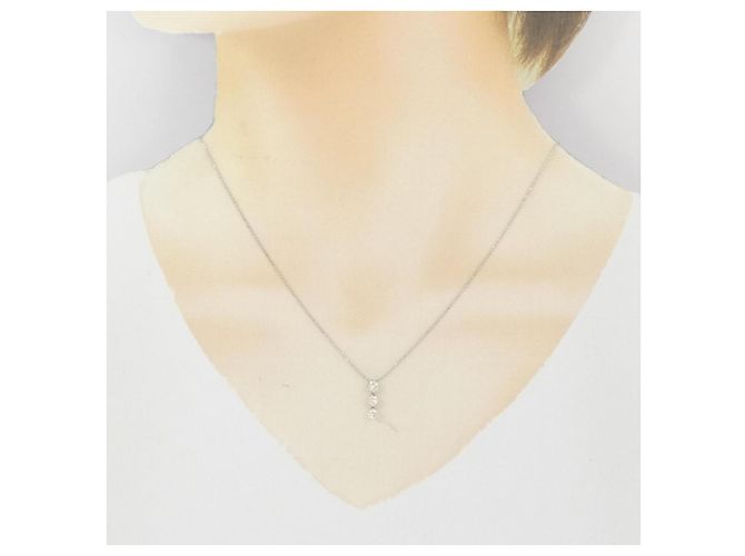 Autre Marque Collana con diamanti a tre pietre in oro bianco Au750 Argento - vista 6