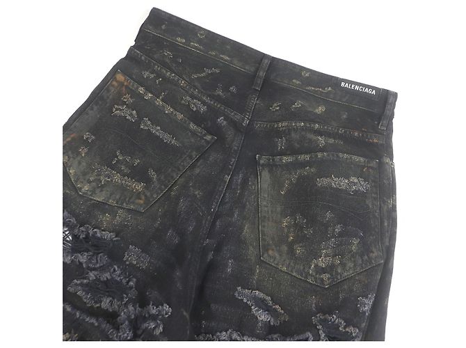 Everyday Pantalones de denim de algodón Super Destroy de Balenciaga Negro - vista 4
