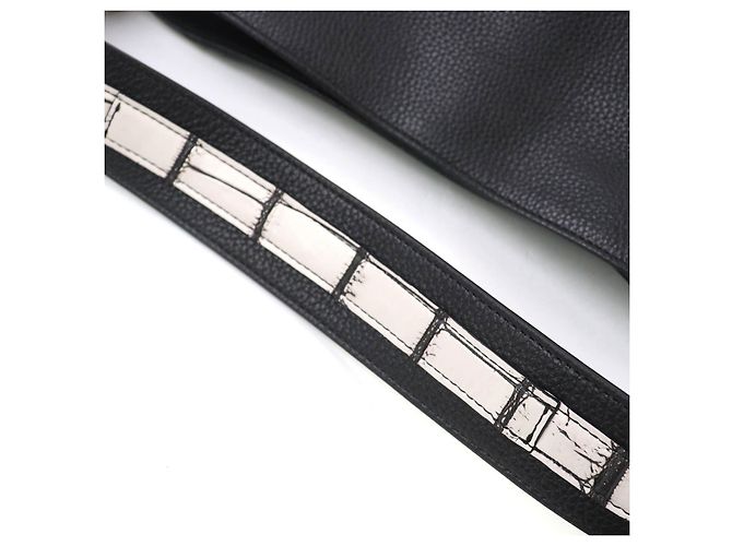Autre Marque Borsa a mano 2 in 1 in pelle di coccodrillo Beaugrand Nero - vista 7