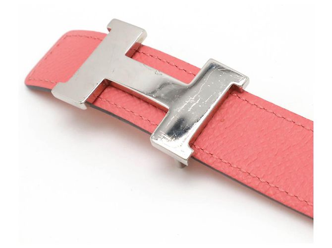 Cinturón de cuero Constance80 de Hermès Rosa Naranja - vista 3