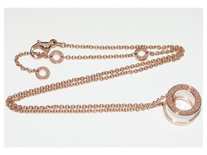 Bulgari Collana Pendente B.zero1 in Oro Rosa 18K e Ceramica Bianca Bvlgari 346082 D'oro - vista 3