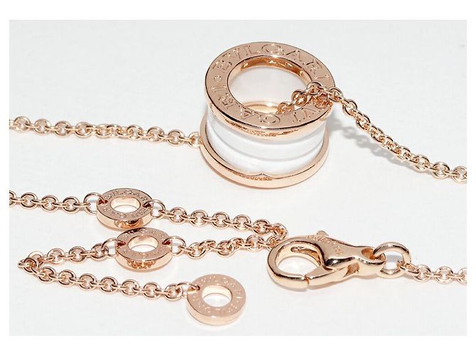 Bulgari Collana Pendente B.zero1 in Oro Rosa 18K e Ceramica Bianca Bvlgari 346082 D'oro - vista 4