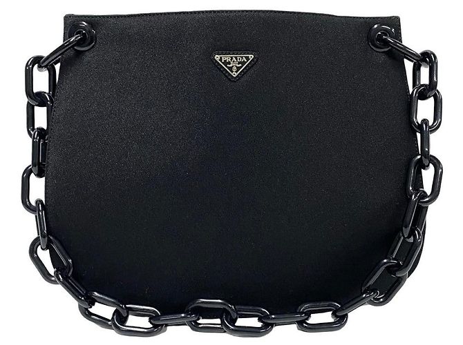 Tote Sac cabas en toile avec logo Triangle Prada Noir - vue 2