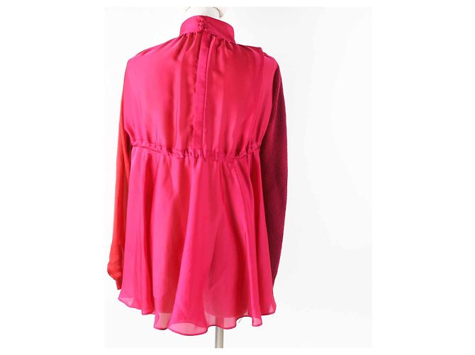 Langarm-Strickbluse aus Wolle und Polyester Sacai 21-05830 Pink Rot - Ansicht 4