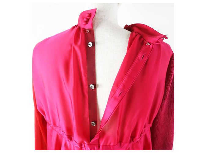 Langarm-Strickbluse aus Wolle und Polyester Sacai 21-05830 Pink Rot - Ansicht 5