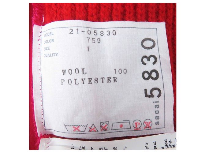 Langarm-Strickbluse aus Wolle und Polyester Sacai 21-05830 Pink Rot - Ansicht 6