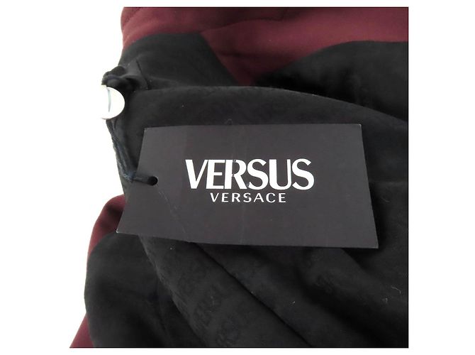 Leder-Schafwoll-Polyesterjacke Versus Versace Braun Schwarz Bordeaux - Ansicht 10