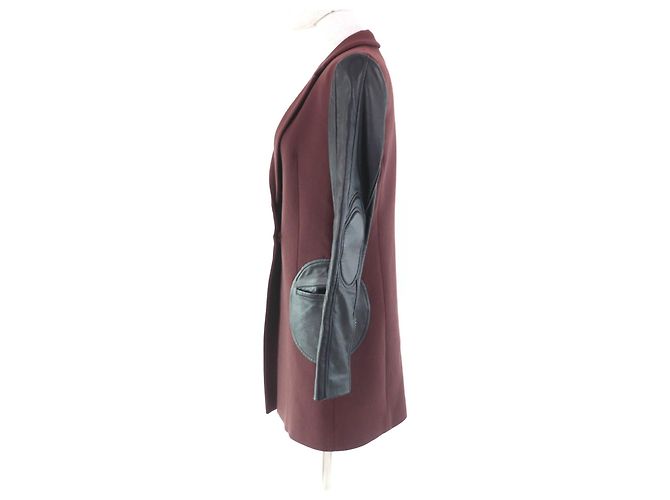 Leder-Schafwoll-Polyesterjacke Versus Versace Braun Schwarz Bordeaux - Ansicht 2