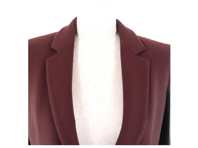 Leder-Schafwoll-Polyesterjacke Versus Versace Braun Schwarz Bordeaux - Ansicht 4