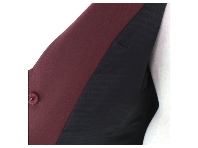 Leder-Schafwoll-Polyesterjacke Versus Versace Braun Schwarz Bordeaux - Ansicht 5