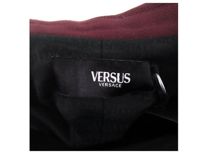 Leder-Schafwoll-Polyesterjacke Versus Versace Braun Schwarz Bordeaux - Ansicht 6