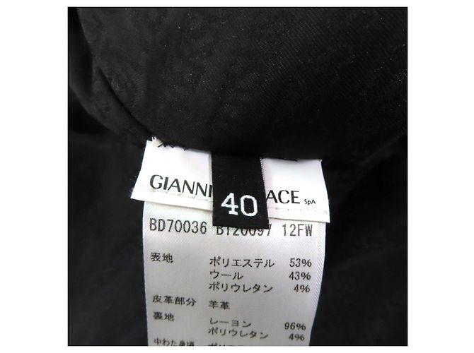 Leder-Schafwoll-Polyesterjacke Versus Versace Braun Schwarz Bordeaux - Ansicht 7