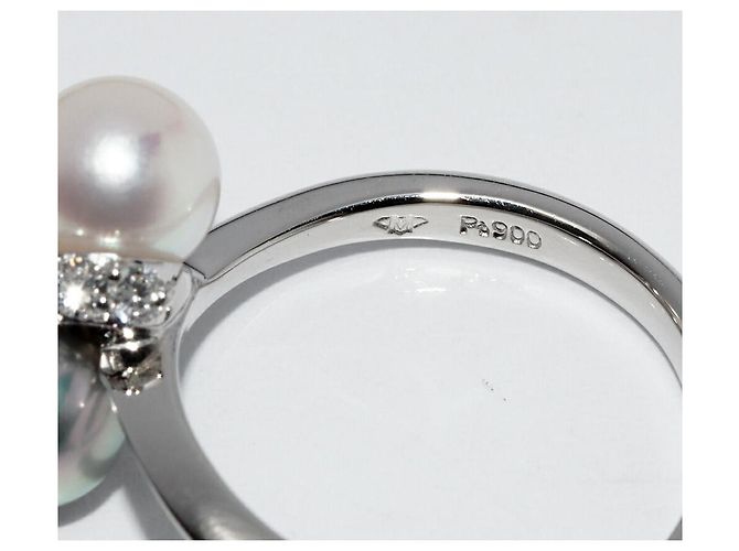 Autre Marque Diamantring mit halb-schwarzer Perle aus Pt900 - Ansicht 4