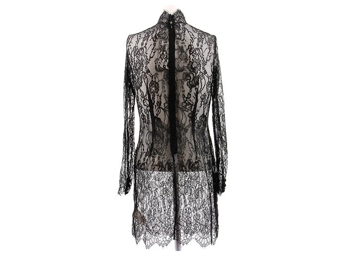 L'Agence Kurzes schwarzes Spitzenkleid - Ansicht 2
