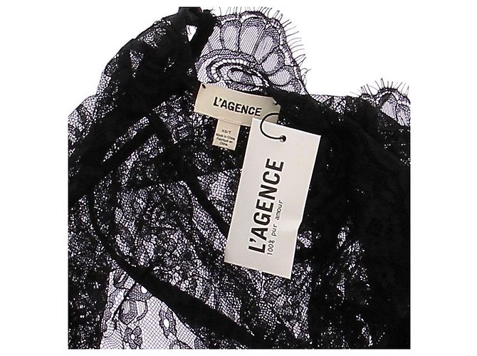L'Agence Kurzes schwarzes Spitzenkleid - Ansicht 6