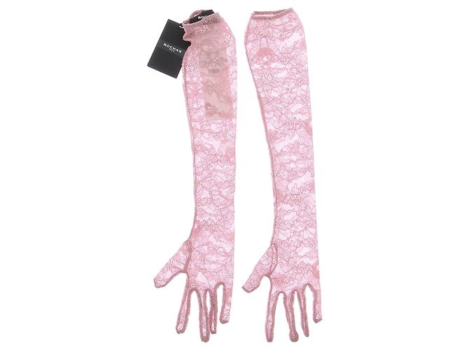 Rochas Paar rosa Spitzenhandschuhe Pink - Ansicht 2