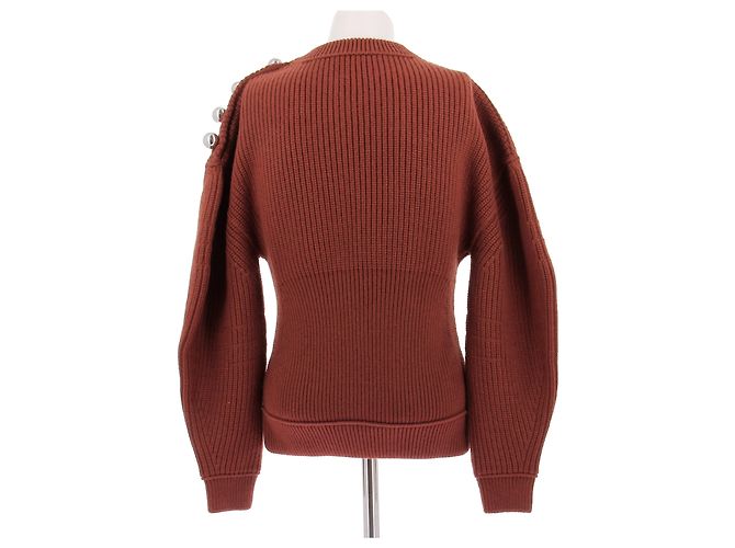 Lanvin Suéter vermelho de lã com ombro abotoado - vista 5