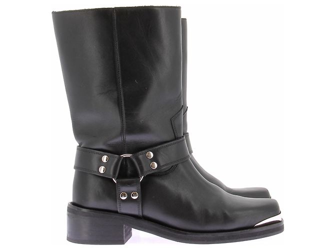 The Kooples Bottes noires à sangles en cuir - view 2