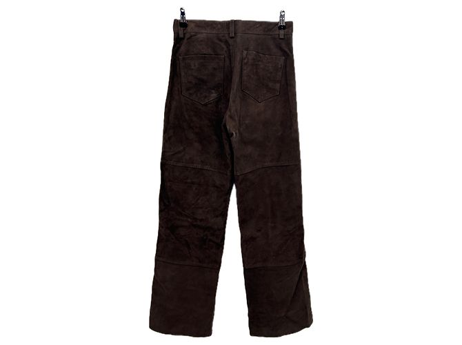 Autre Marque Pantalón de ante marrón Castaño - vista 2