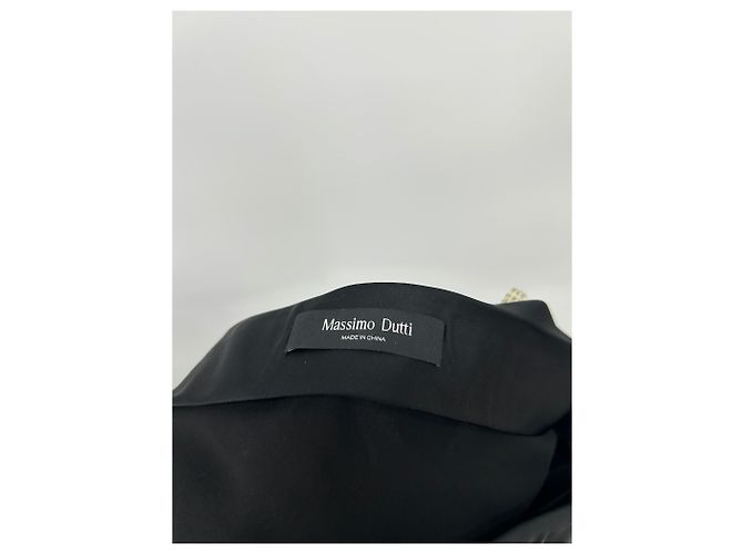 Massimo Dutti Gonna nera in satin e pizzo Nero - vista 5
