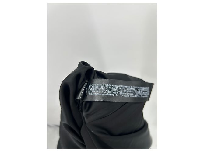 Massimo Dutti Gonna nera in satin e pizzo Nero - vista 6