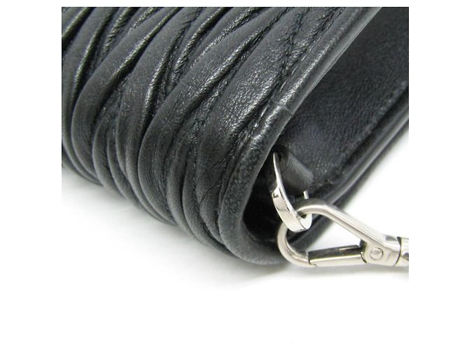 Borsa a Spalla Miu Miu Matelassé con Catena Nero - vista 11