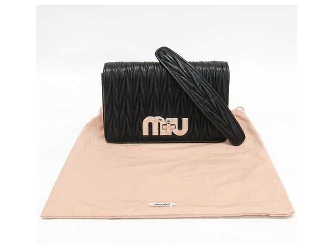 Borsa a Spalla Miu Miu Matelassé con Catena Nero - vista 2