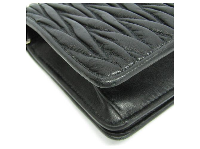 Borsa a Spalla Miu Miu Matelassé con Catena Nero - vista 5
