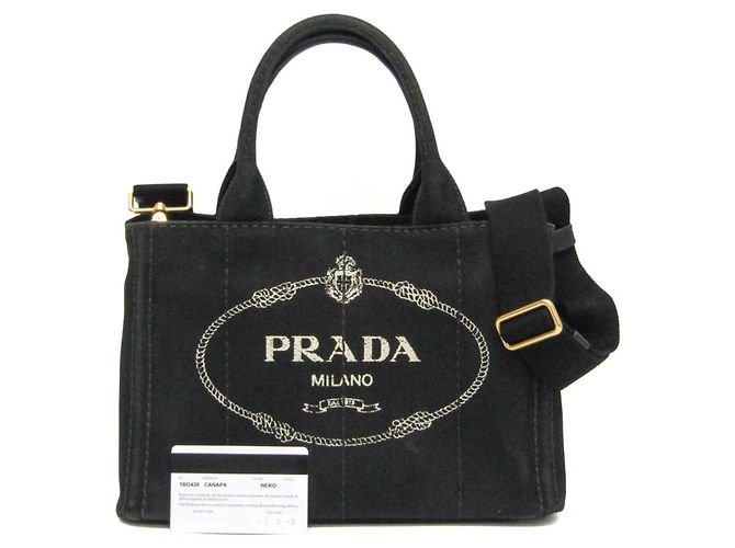 Tote Damen Schulter- und Tragetasche aus Canvas Prada Canapa S Größe 1BG439 Schwarz - Ansicht 2