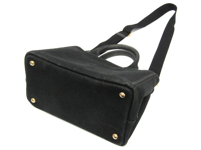 Tote Damen Schulter- und Tragetasche aus Canvas Prada Canapa S Größe 1BG439 Schwarz - Ansicht 3
