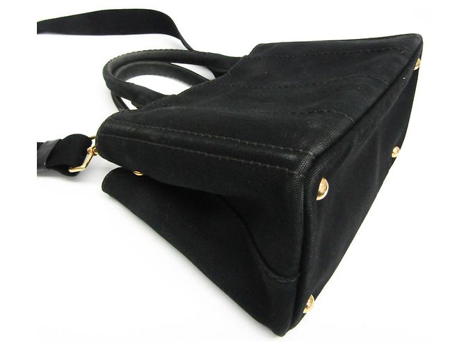 Tote Damen Schulter- und Tragetasche aus Canvas Prada Canapa S Größe 1BG439 Schwarz - Ansicht 5