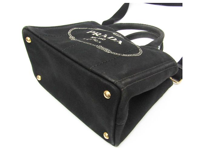 Tote Damen Schulter- und Tragetasche aus Canvas Prada Canapa S Größe 1BG439 Schwarz - Ansicht 6