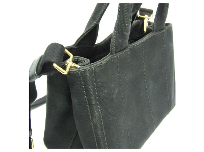 Tote Damen Schulter- und Tragetasche aus Canvas Prada Canapa S Größe 1BG439 Schwarz - Ansicht 8