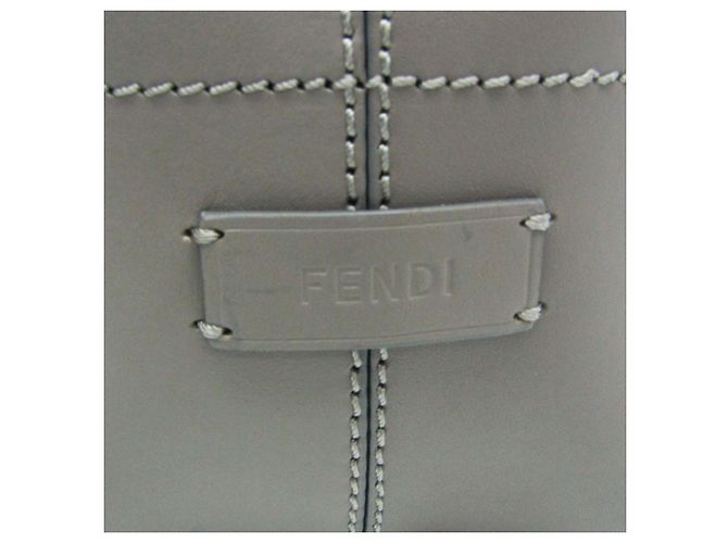 Fendi Selleria Leder Tragetasche Grau Hellbraun - Ansicht 10