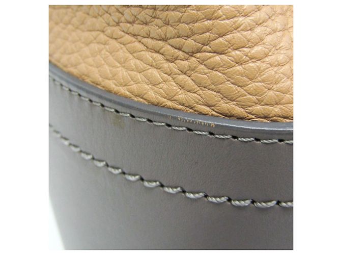 Fendi Selleria Leder Tragetasche Grau Hellbraun - Ansicht 11