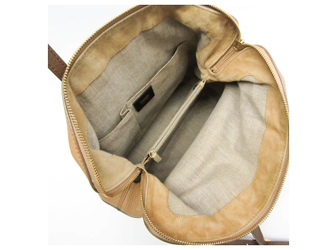 Fendi Selleria Leder Tragetasche Grau Hellbraun - Ansicht 4